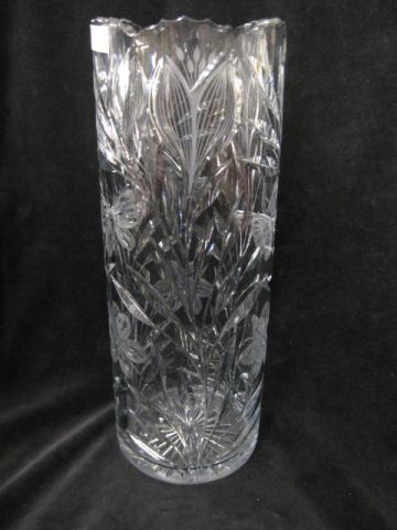Cut Glass Vase butterfly & floral