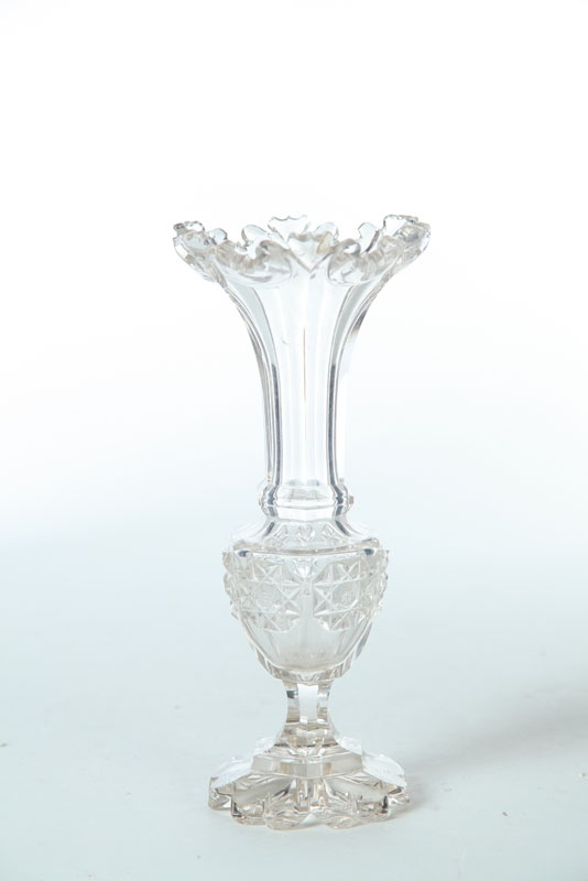 CUT GLASS VASE.  European  last