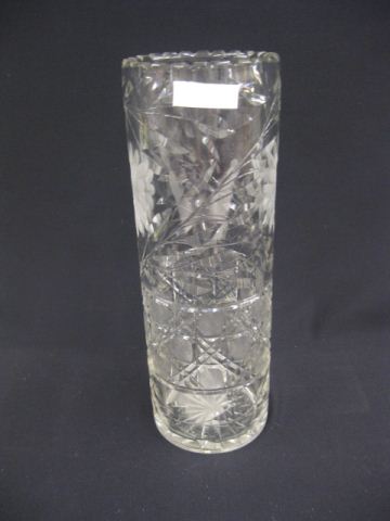 Cut Glass Vase floral and cane