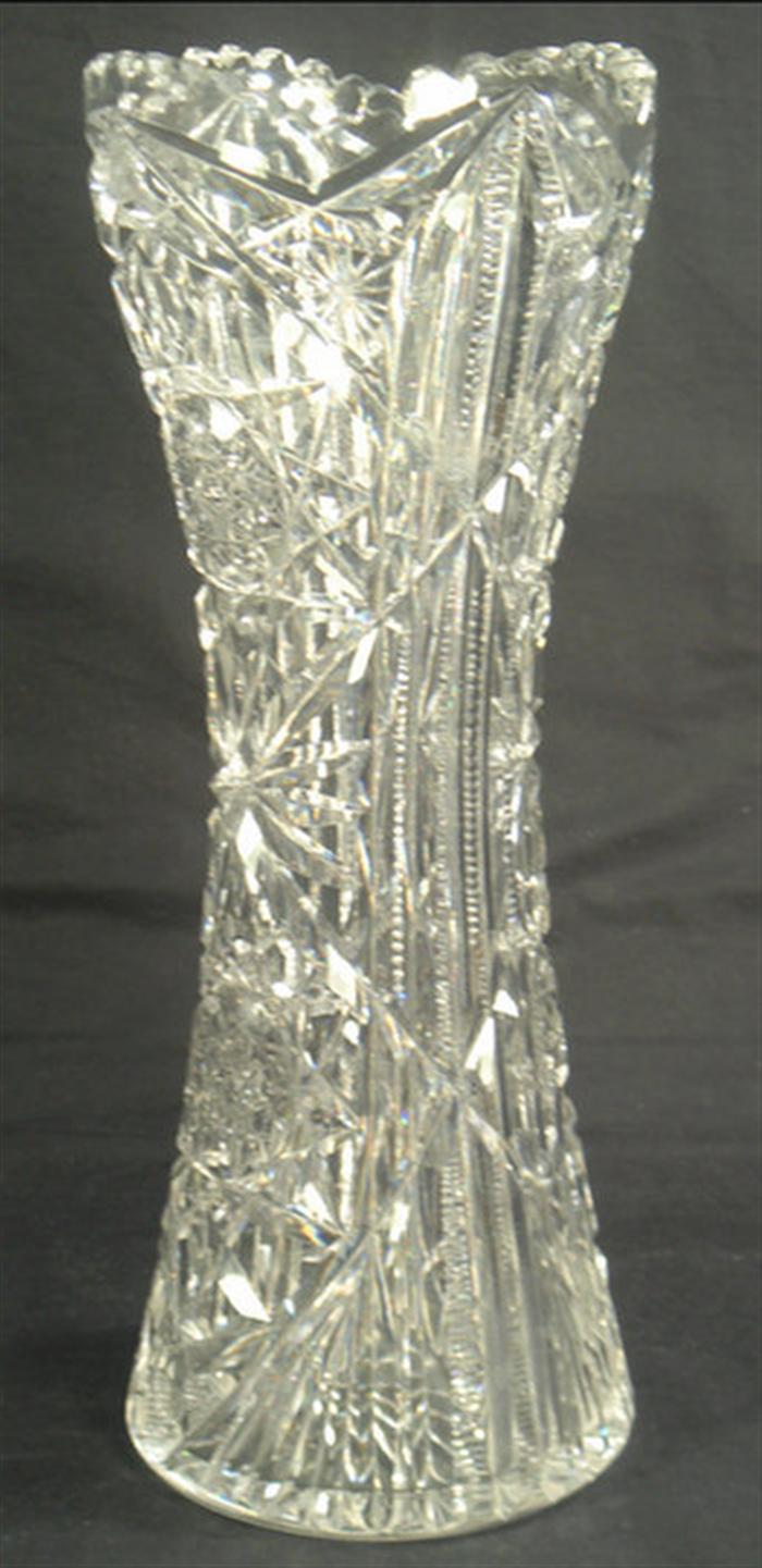 Cut glass vase, small chip on top