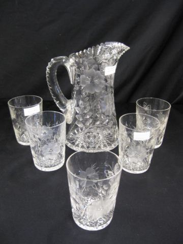 Cut Glass Water set pitcher with