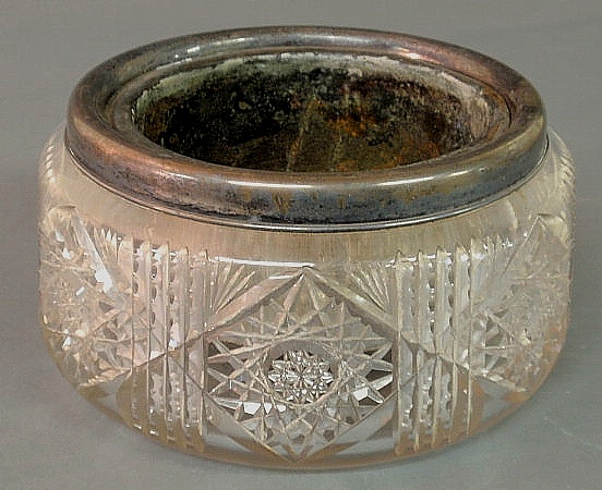 Cut glass wine cooler with sterling