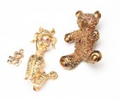 CUTE 14K POODLE AND TEDDY BEAR