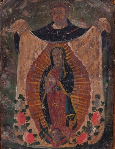 CUZCO SCHOOL OIL ON TIN VIRGIN MARY