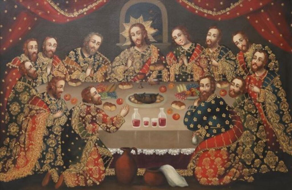 CUZCO SCHOOL STYLE OIL PAINTING THE