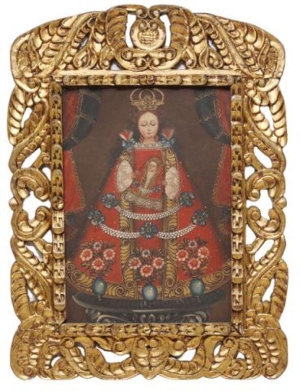 CUZCO SCHOOL STYLE PAINTING MADONNA
