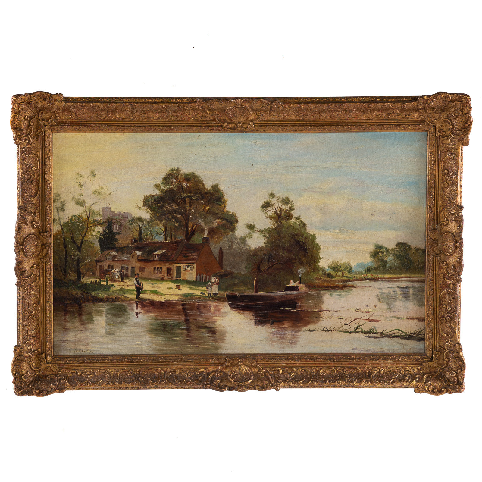 C.W. CROFT. "FIGURES AT RIVERSIDE,"
