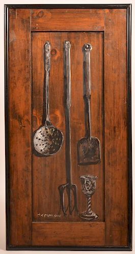C.X. CARLSON OIL PAINTING ON WOOD