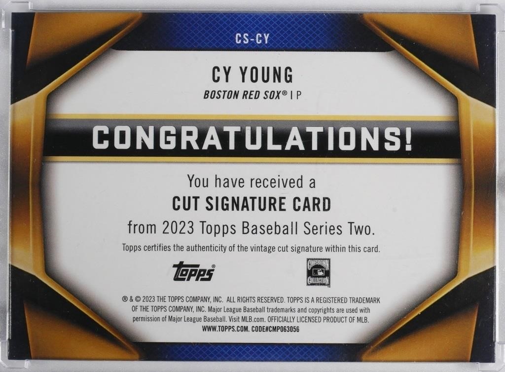 CY YOUNG CUT SIGNATURE 1-OF-1