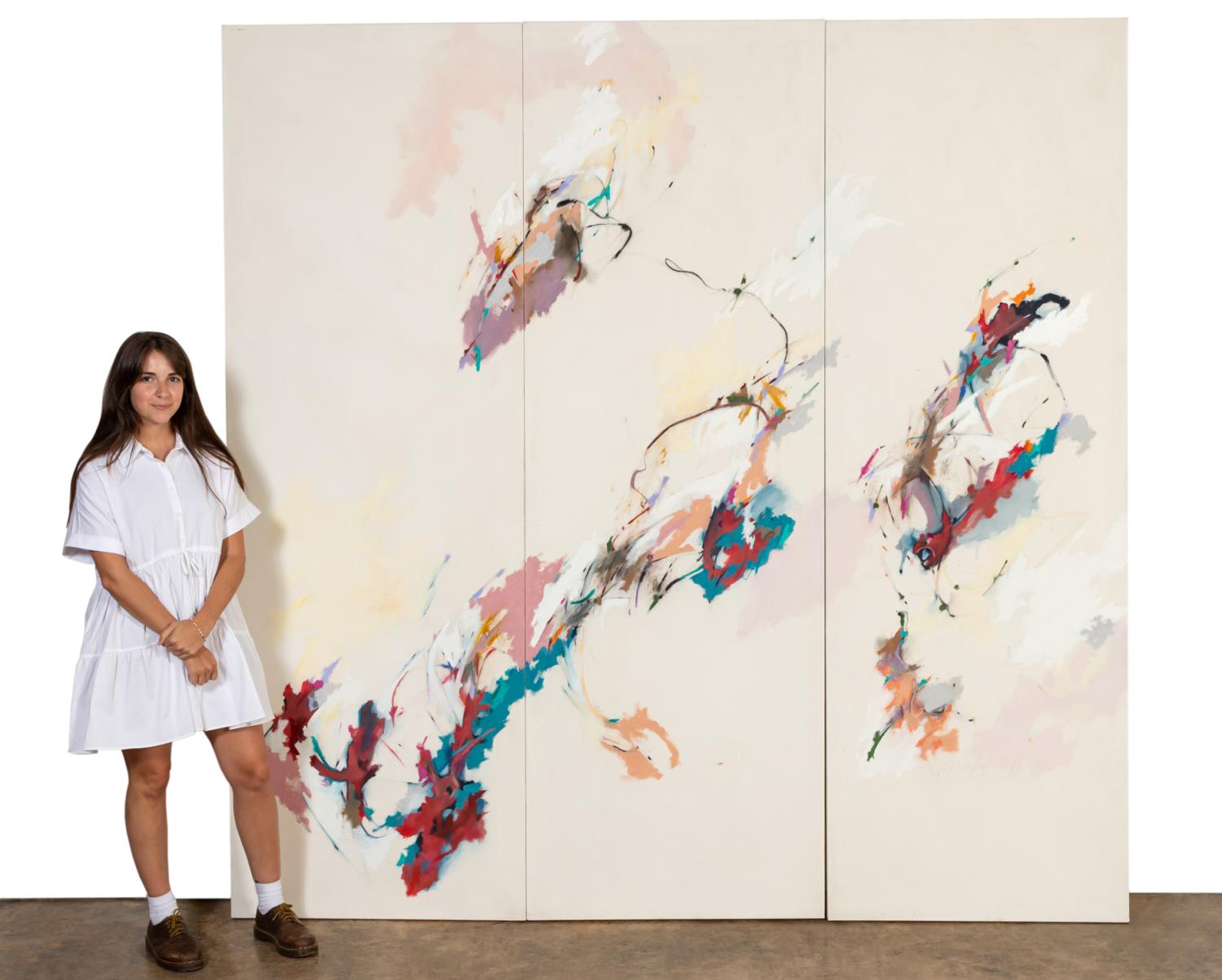 CYNTHIA KNAPP THREE PANEL ABSTRACT,