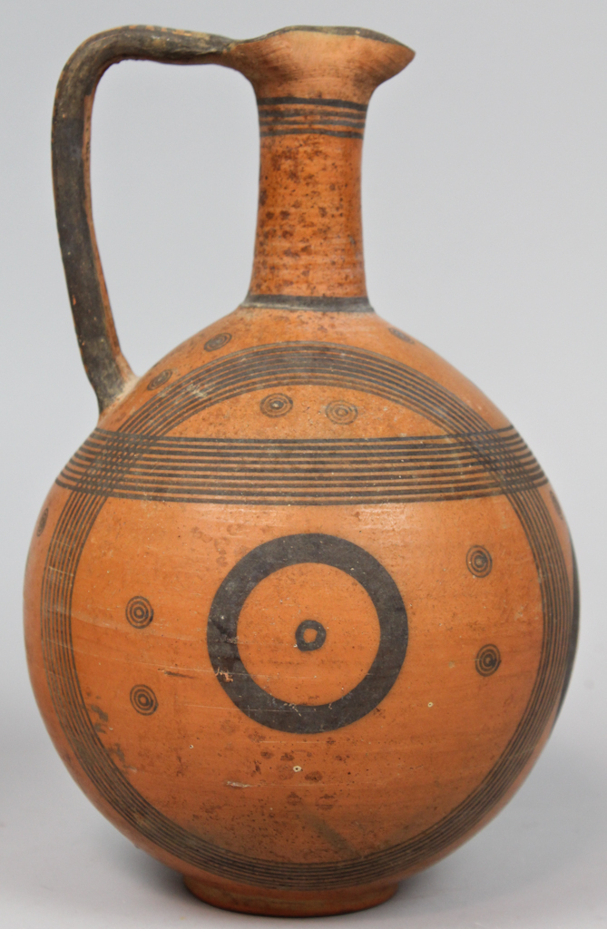 CYPRIOT BLACK-ON-RED POTTERY JUG