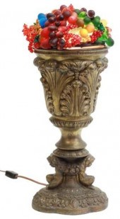 CZECH ART GLASS FRUIT URN-FORM
