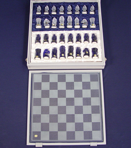 CZECH BOHEMIAN GLASS CHESS SET: