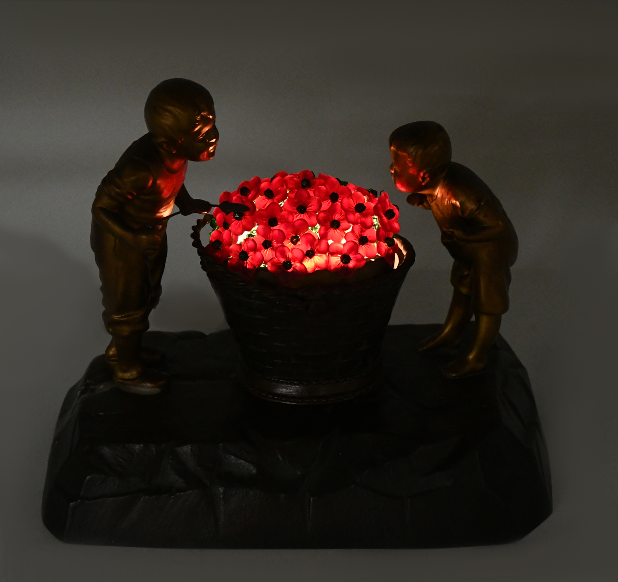 CZECH BRONZE FIGURAL & ART GLASS