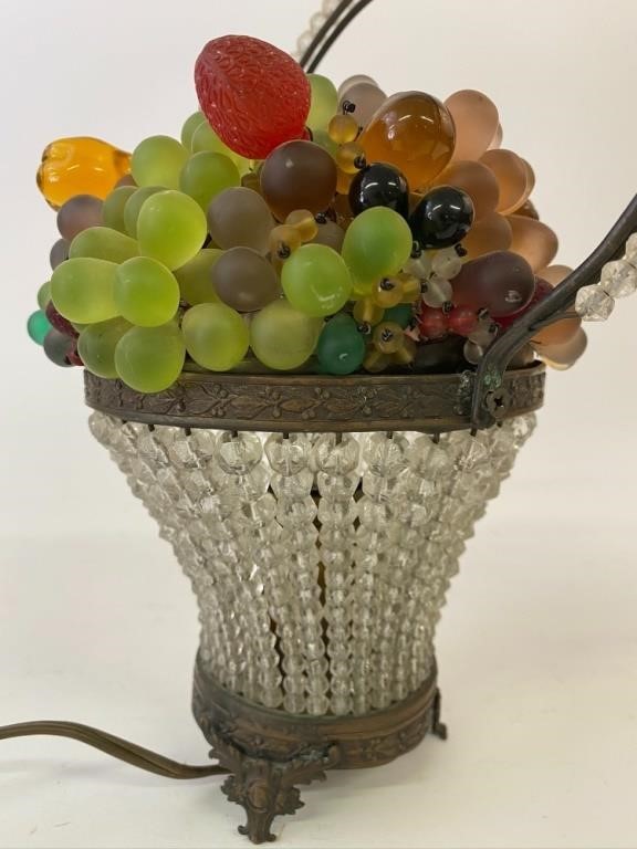 Czech glass bride's basket lamp