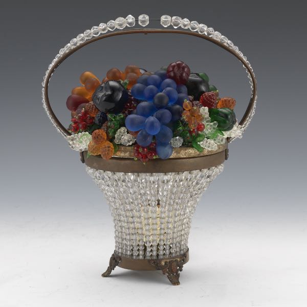 CZECH GLASS FRUIT BASKET LAMP 10 ½"