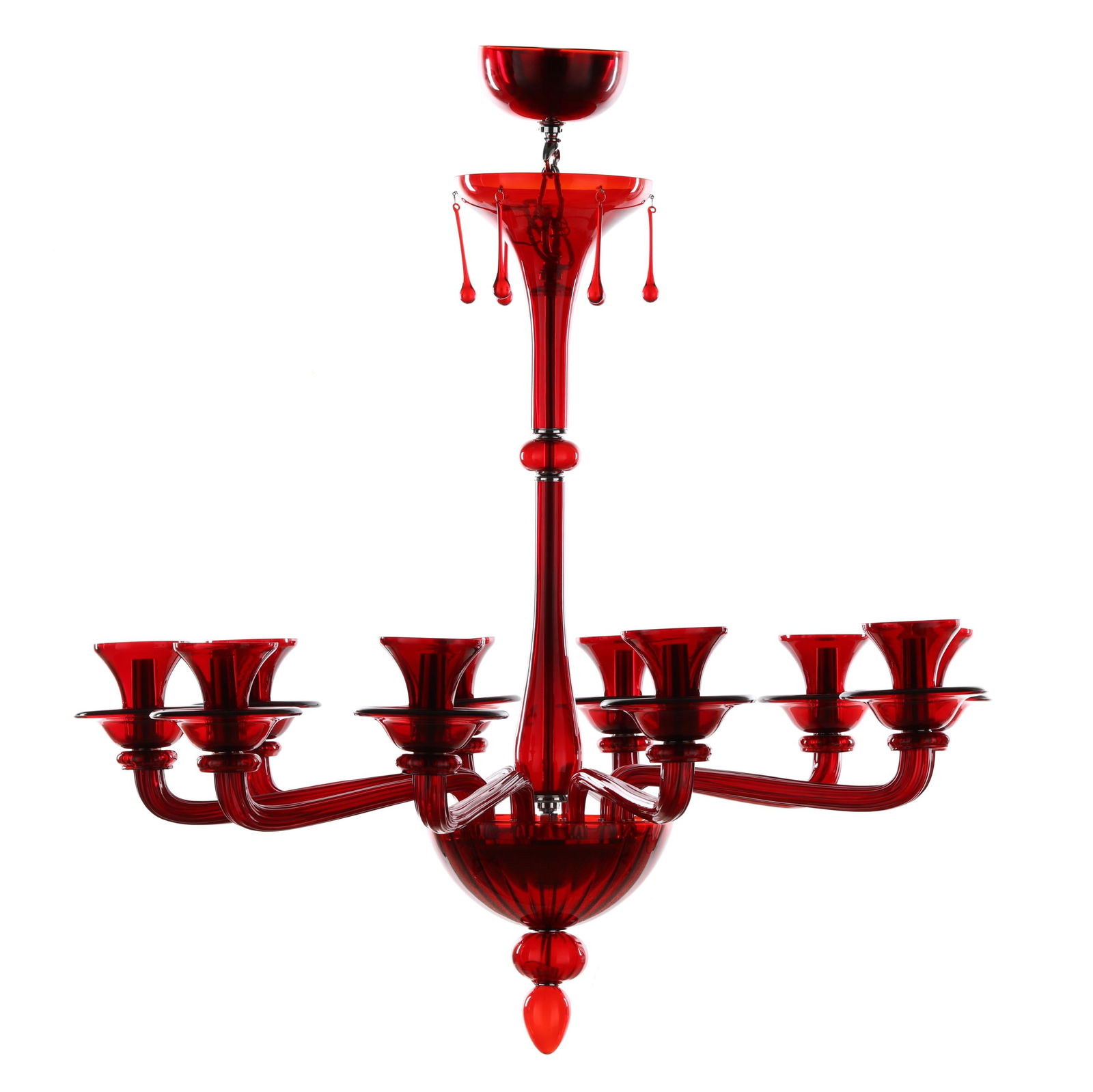 CZECH, LARGE MODERNIST RED GLASS