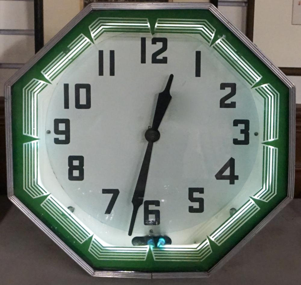 D-E ART DECO NEON WALL CLOCK, D: 19