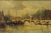 D. HOULEM, BOATS ON A DOCK, OI