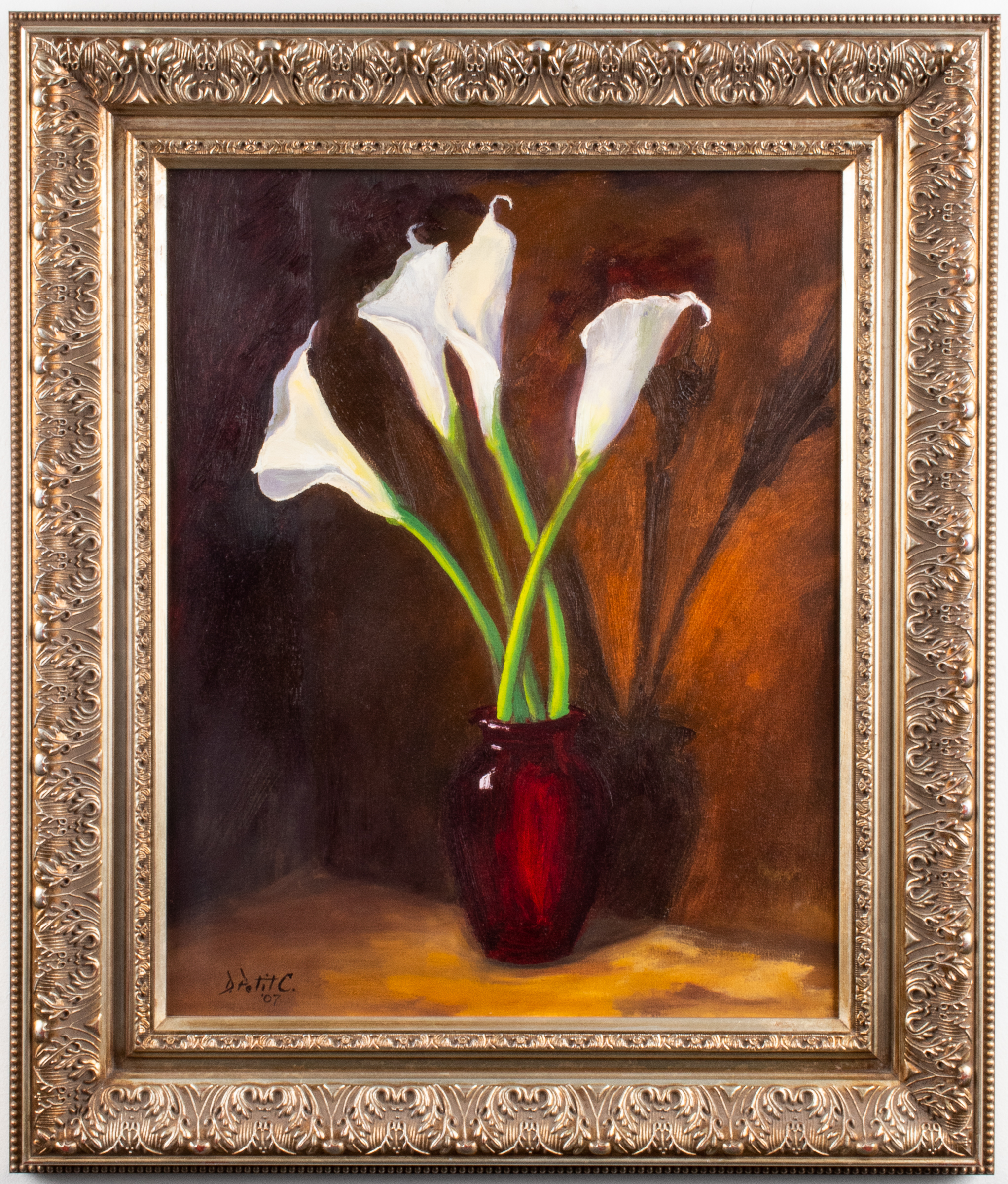 D. PETIT C., "CALLA LILIES" OIL