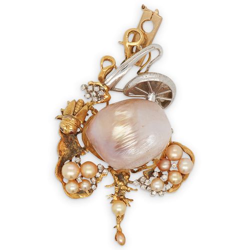 "DAGON" 18K PEARL & DIAMOND