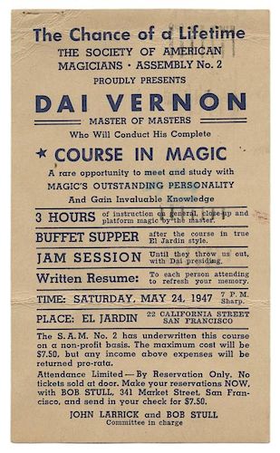 DAI VERNON COURSE IN MAGIC