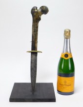 DAMASCUS & HUMAN FEMUR DAGGER