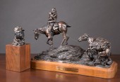 DAN HUBER TWO BRONZE SCULPTURE