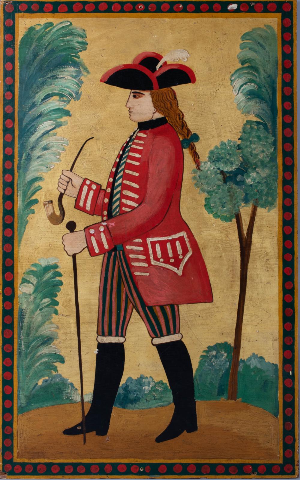 , DANDY HOLDING A WALKING STICK AND
