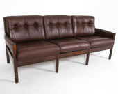 DANISH BEECH & LEATHER SOFA C.