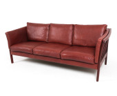 DANISH BEECH & LEATHER SOFA C.