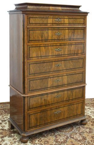 DANISH BIEDERMEIER FIGURED CHEST OF
