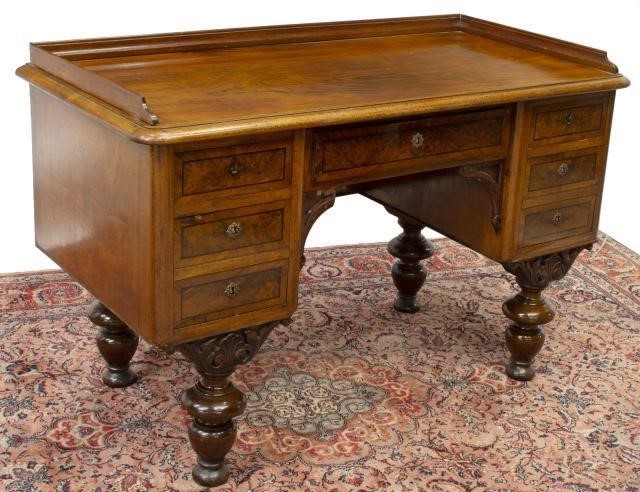DANISH FIGURED WOOD WRITING DESK,