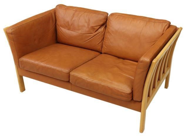 DANISH MODERN LEATHER TWO-SEAT