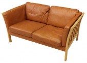 DANISH MODERN LEATHER TWO-SEAT