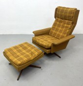 Danish Modern Plaid Lounge Cha