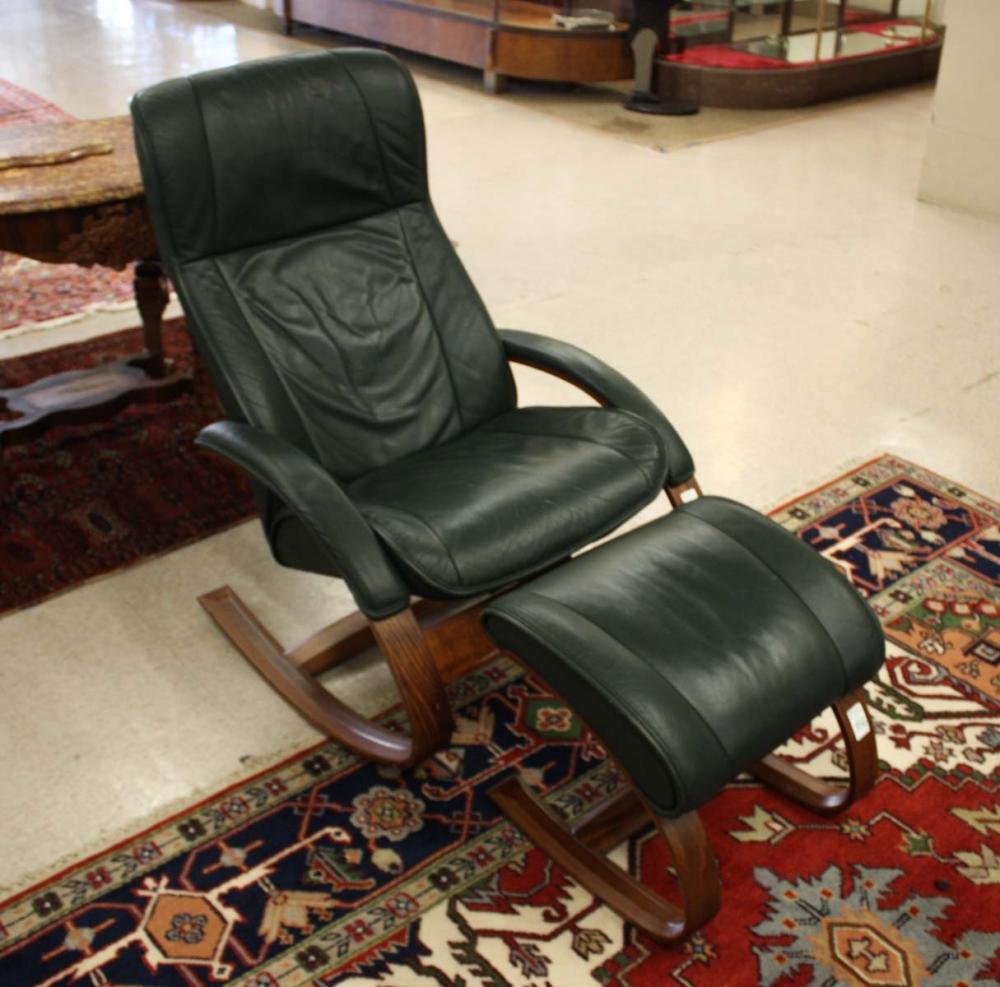 DANISH MODERN ROCKER AND FOOTSTOOL,