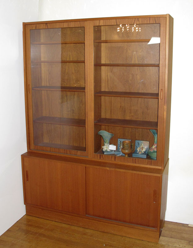 DANISH MODERN SLIDING DOOR BOOKCASE