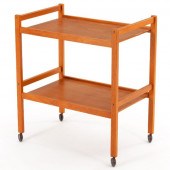 DANISH MODERN TEAK BAR CART ON