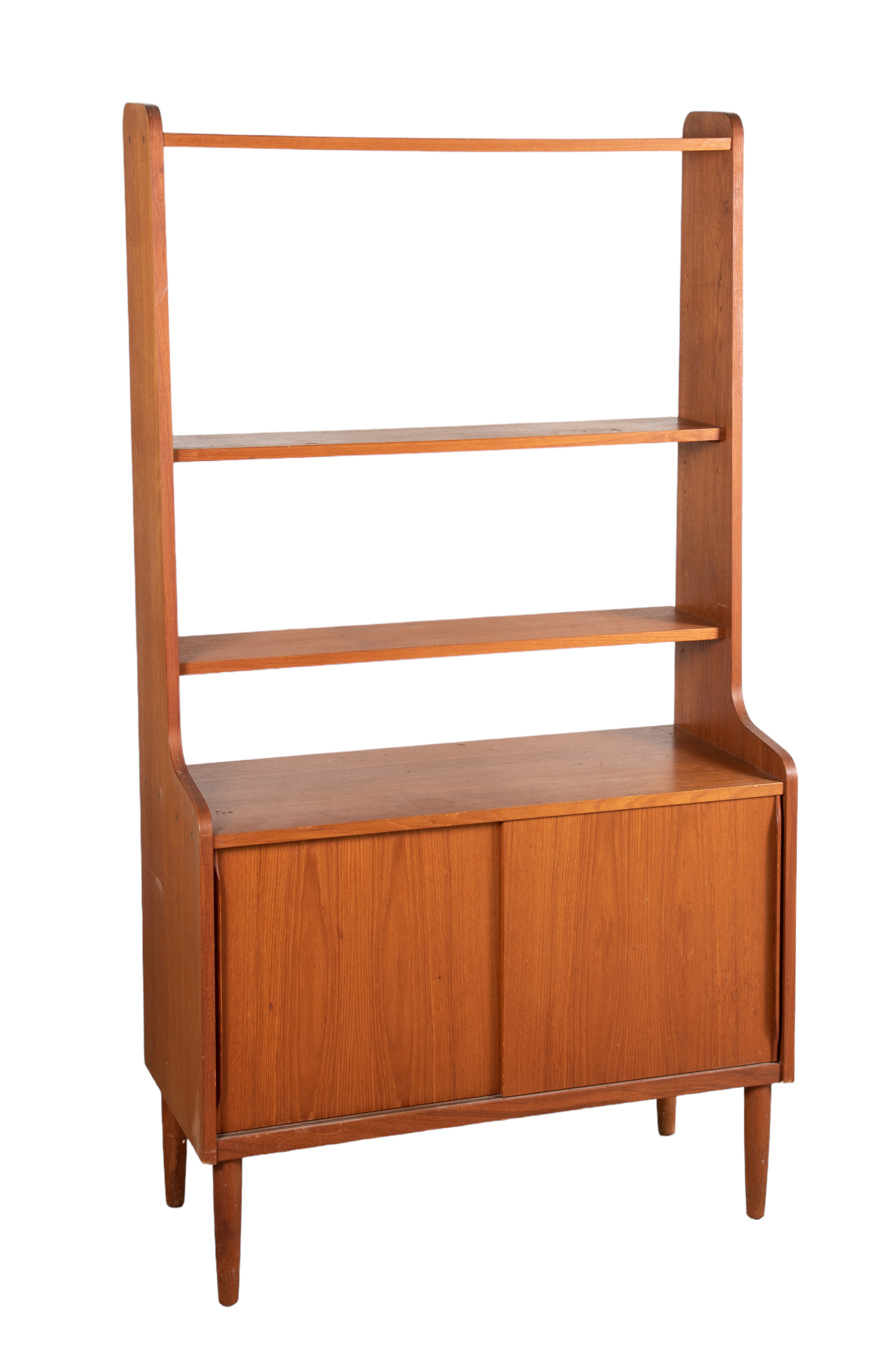 Danish Modern teak bookcase, open