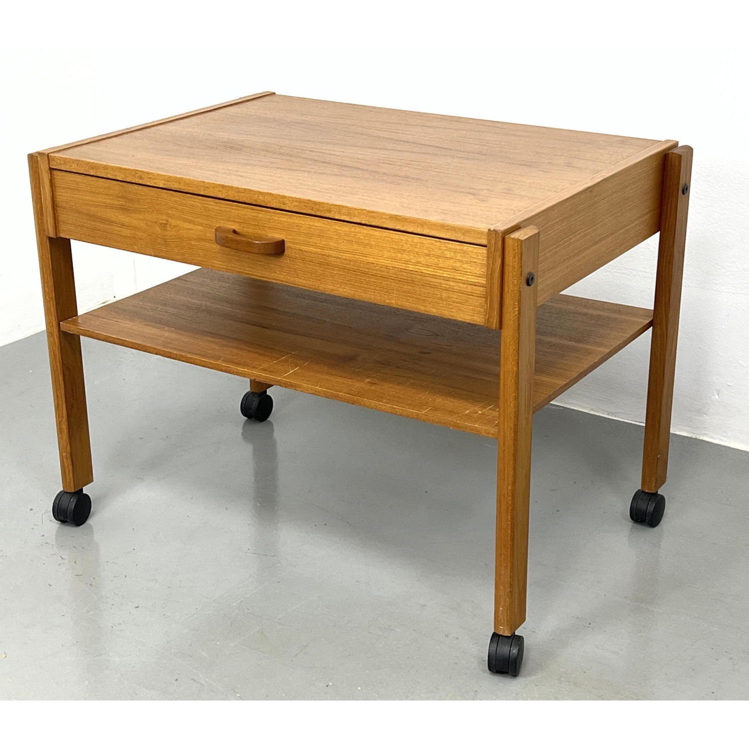 Danish Modern Teak Rolling Side End