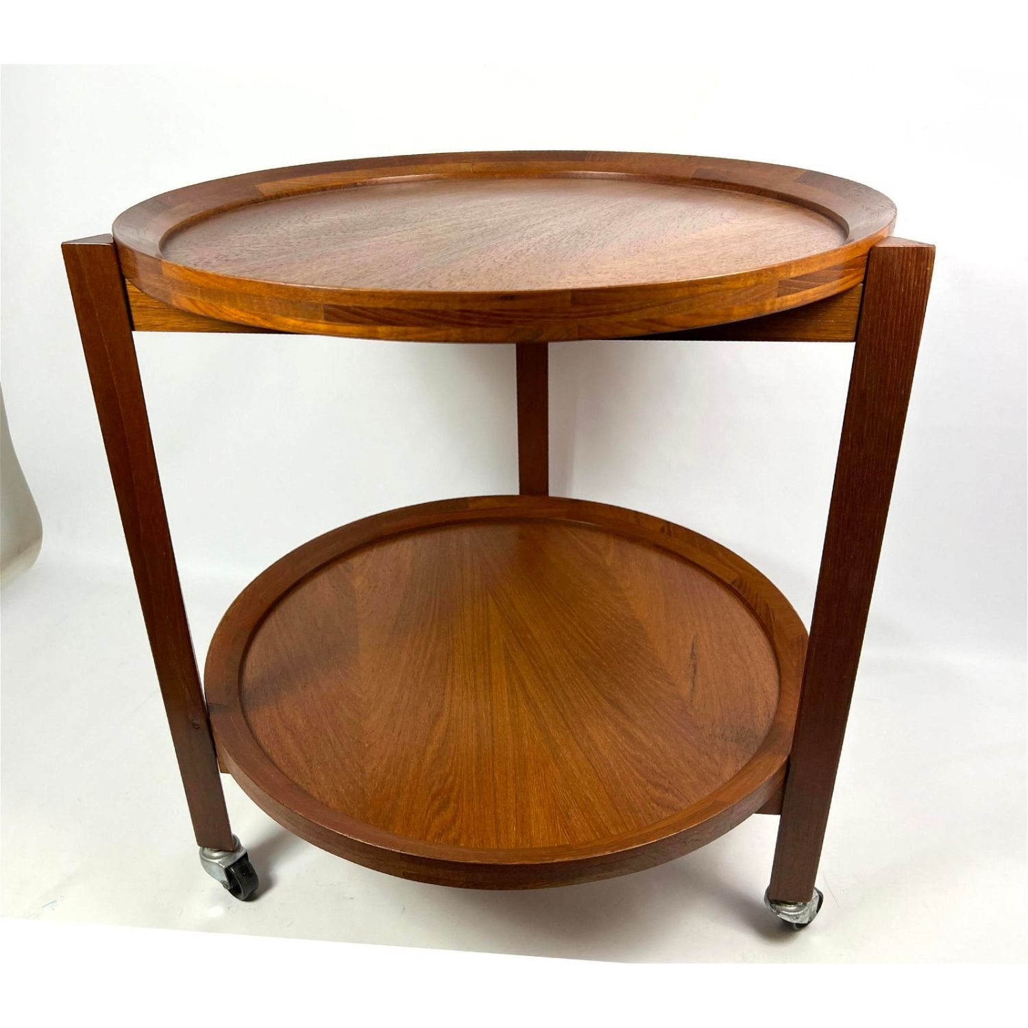 Danish Modern Teak Round Bar Cart