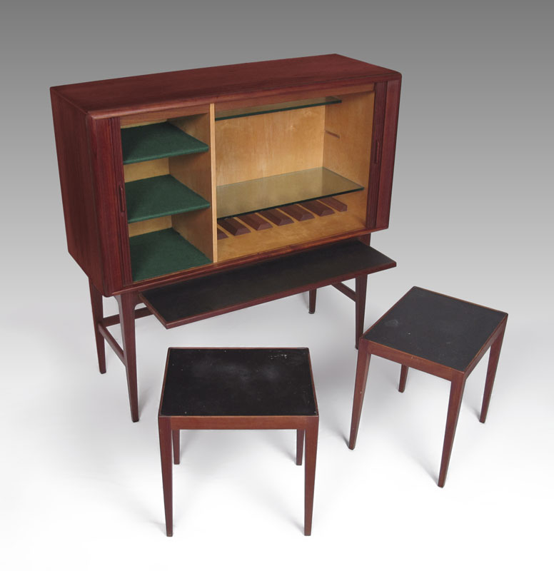 DANISH MODERN TEAK TAMBOUR BAR