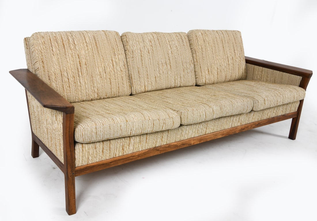 DANISH ROSEWOOD & WOOL SOFA BY