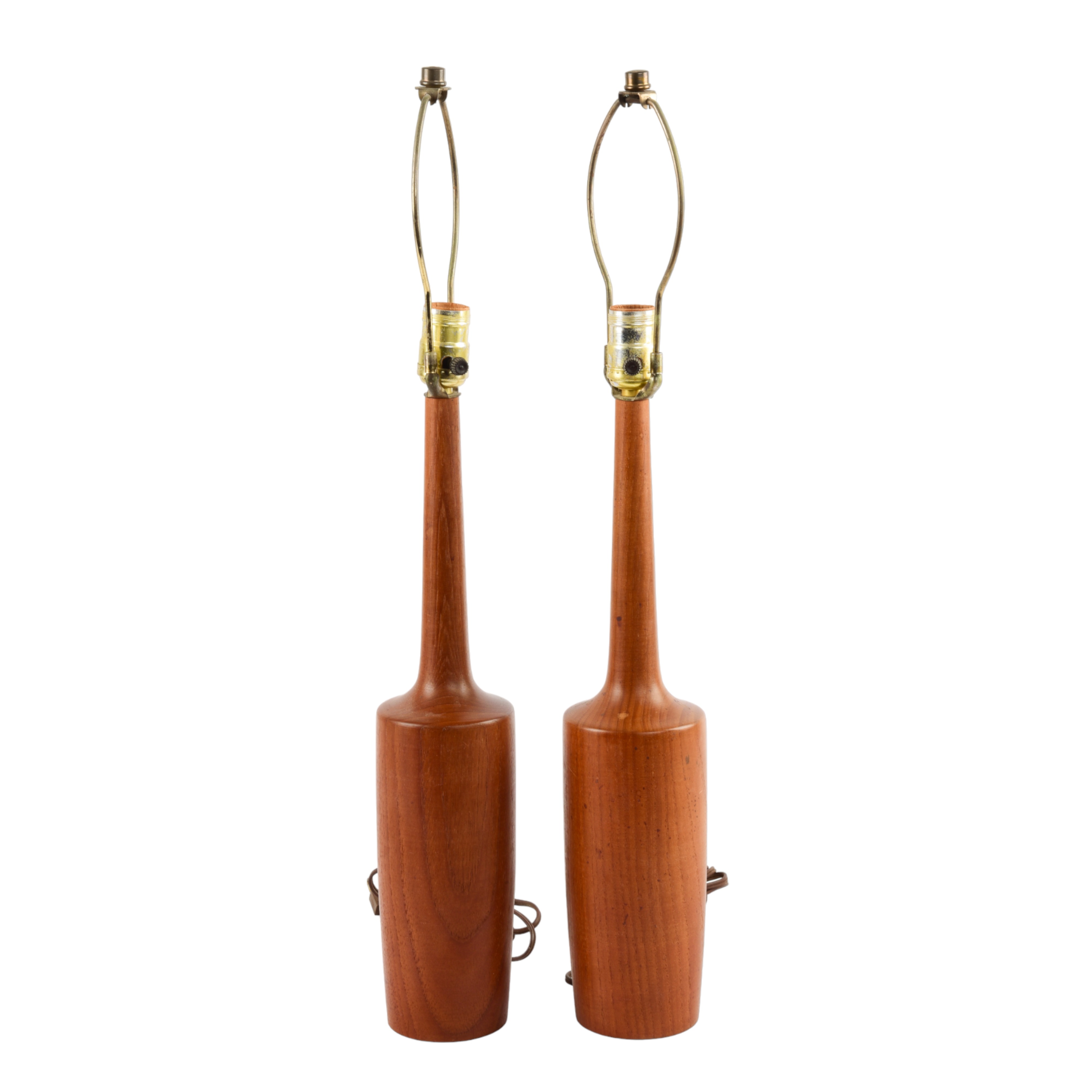Danish teak bottle lamp pair,