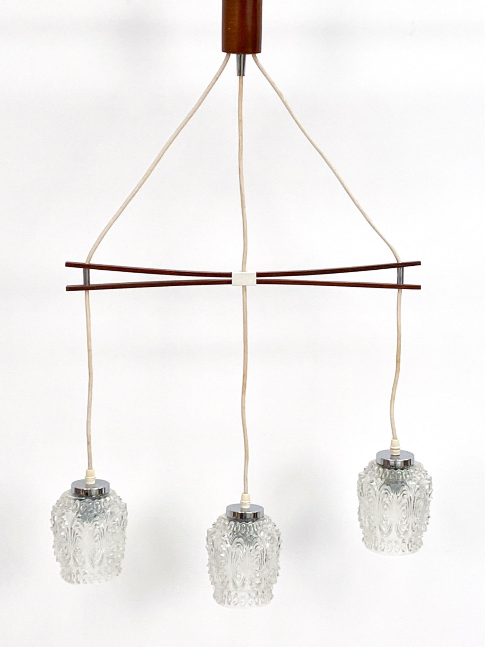 DANISH TEAK & GLASS CHANDELIER