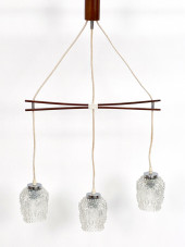 DANISH TEAK & GLASS CHANDELIER