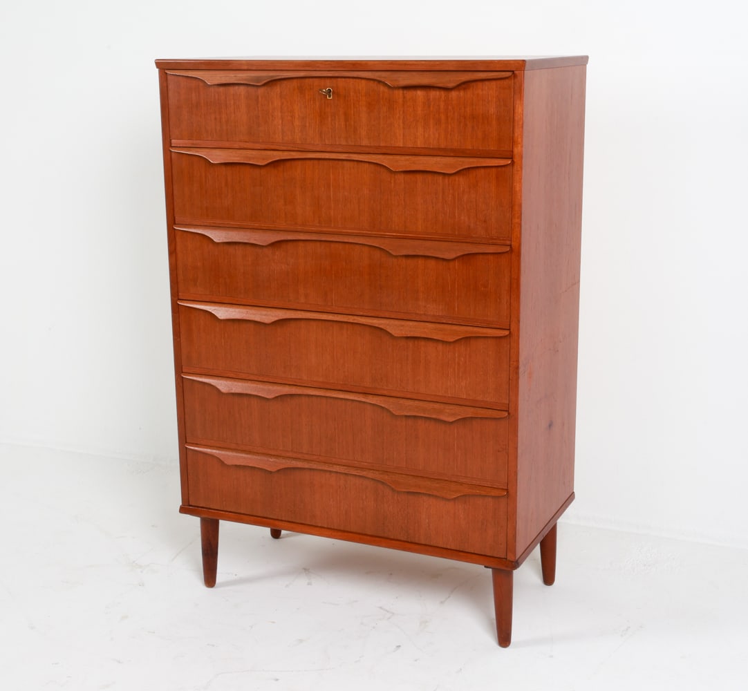 DANISH TEAK TALLBOY CHEST C.