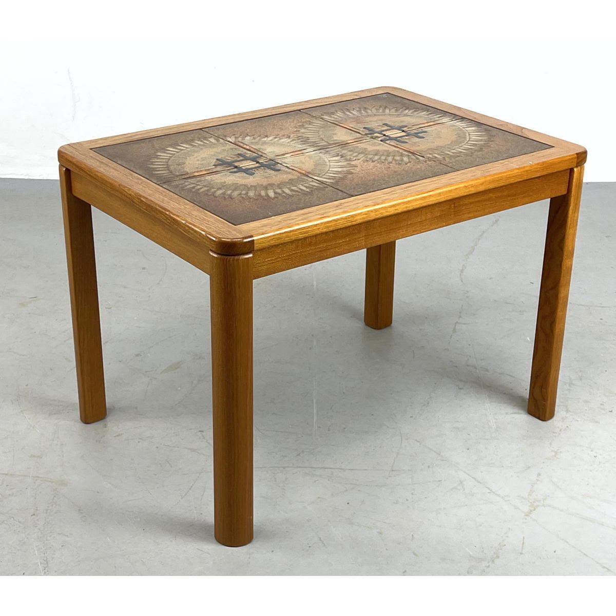 Danish teak tile top end table.
