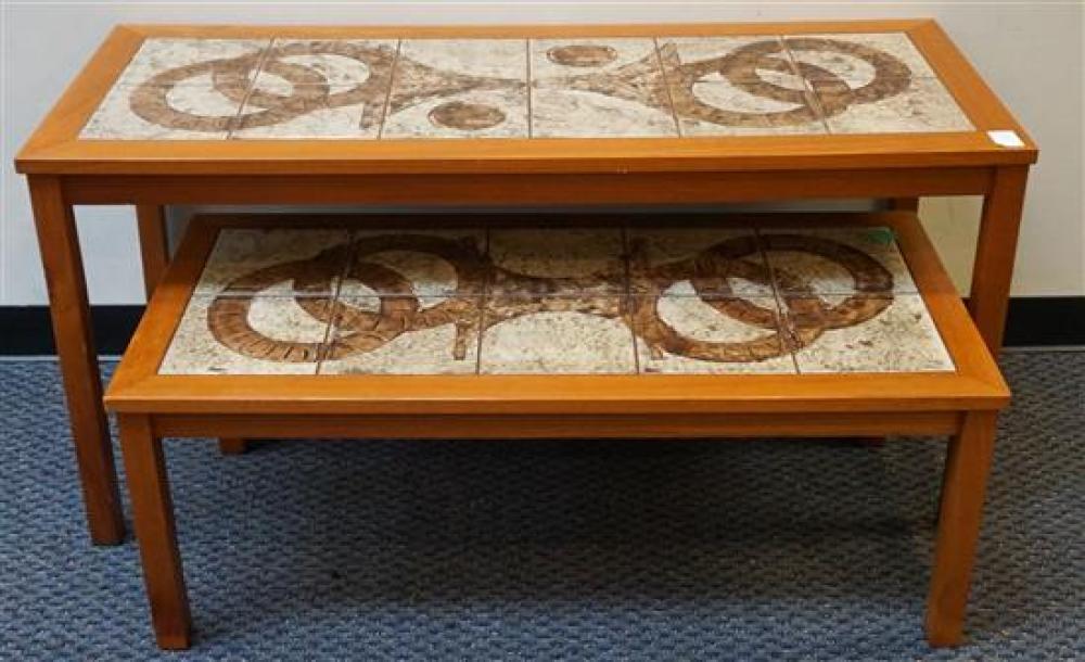 DANISH TEAK TILE TOP SOFA TABLE(